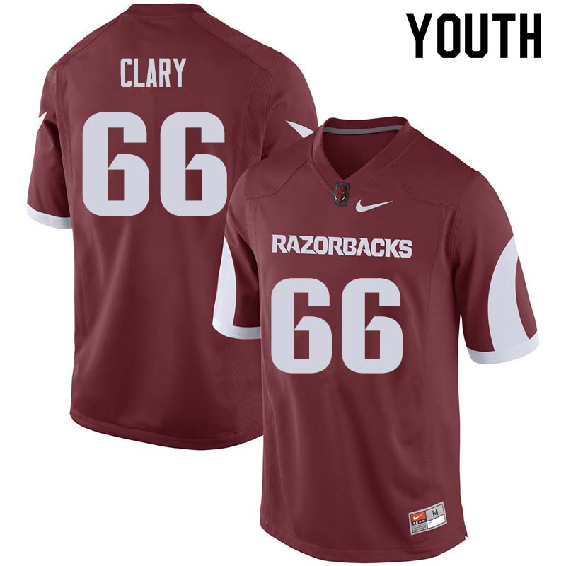 Youth #66 Ty Clary Arkansas Razorback College Football Jerseys Sale-Cardinal